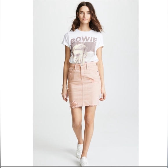 AG Adriano Goldschmied Pink Distressed Denim Mini Skirt - Picture 1 of 16
